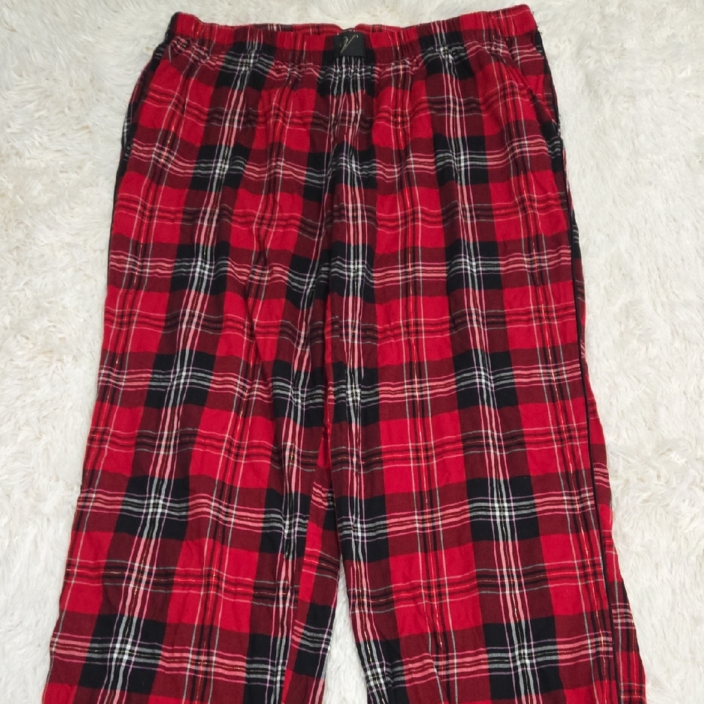 Victoria's Secret Red and Black Plaid Pajama Pants Size XL